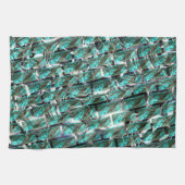 Hellblau, Blasen auf Gitter oder Backstein-Effekt? Geschirrtuch (Horizontal)