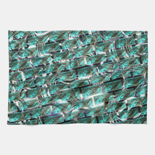 Hellblau, Blasen auf Gitter oder Backstein-Effekt? Geschirrtuch (Horizontal)