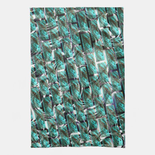 Hellblau, Blasen auf Gitter oder Backstein-Effekt? Geschirrtuch (Vertikal)