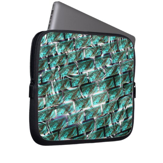 Hellblau, Blasen auf Gitter oder Backstein-Effekt? Laptopschutzhülle (Vorne Rechts)