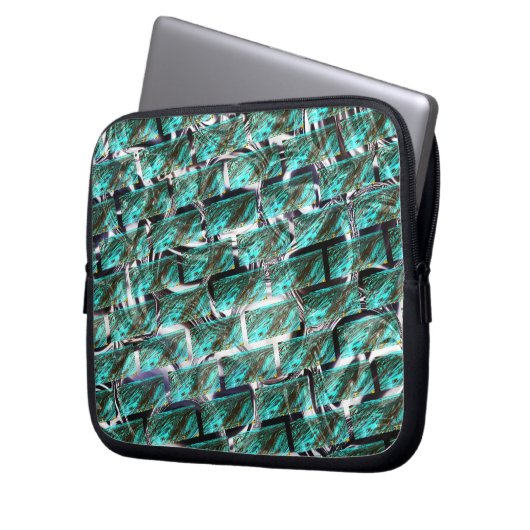 Hellblau, Blasen auf Gitter oder Backstein-Effekt? Laptopschutzhülle (Vorderseite Links)