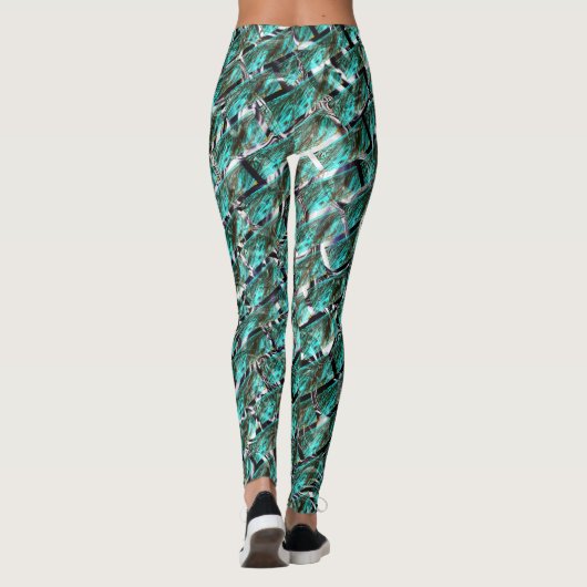 Hellblau, Blasen auf Gitter oder Backstein-Effekt? Leggings (Rückseite)