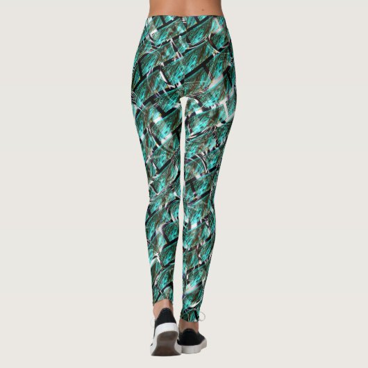 Hellblau, Blasen auf Gitter oder Backstein-Effekt? Leggings (Rückseite)