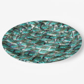 Hellblau, Blasen auf Gitter oder Backstein-Effekt? Pappteller (Schrägansicht)