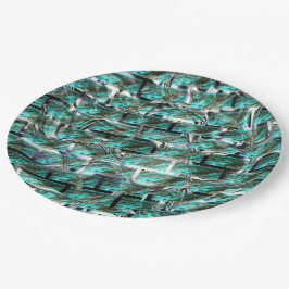 Hellblau, Blasen auf Gitter oder Backstein-Effekt? Pappteller