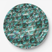 Hellblau, Blasen auf Gitter oder Backstein-Effekt? Pappteller (Vorderseite)