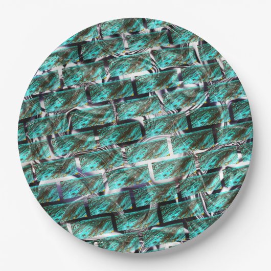Hellblau, Blasen auf Gitter oder Backstein-Effekt? Pappteller (Vorderseite)