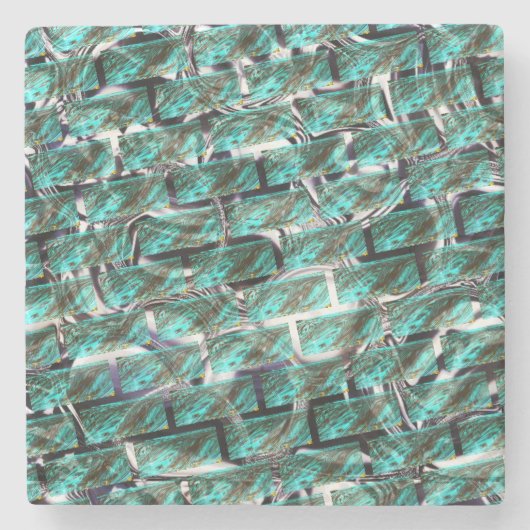 Hellblau, Blasen auf Gitter oder Backstein-Effekt? Steinuntersetzer (Vorderseite)