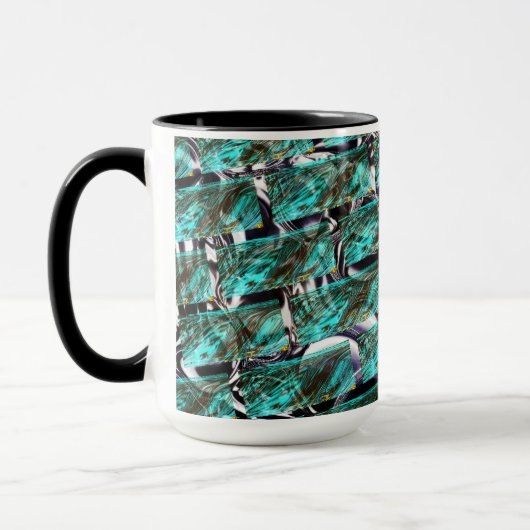 Hellblau, Blasen auf Gitter oder Backstein-Effekt? Tasse (Links)