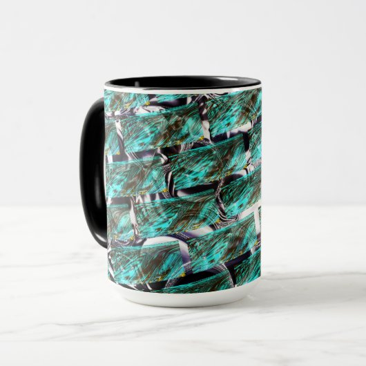 Hellblau, Blasen auf Gitter oder Backstein-Effekt? Tasse (Vorderseite Links)