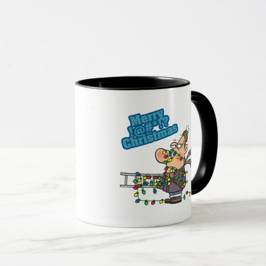 hellblau-bleichender Weihnachtsweih-Cartoon Tasse (VorderseiteRechts)