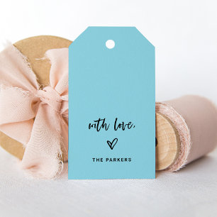 Hellblau Casual Schrift und Herz mit Liebe Geschenkanhänger