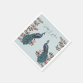 Hellblau Chic Türkis Pfau Hochzeit Serviette (Ecke)