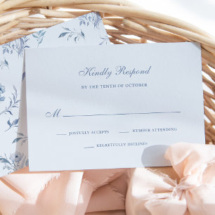 Hellblau Chinoiserie Einfache Hochzeit RSVP Karte