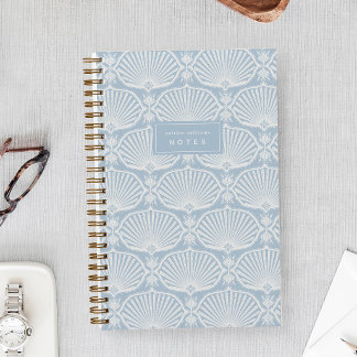 Hellblau Coastal | Deco Fans Personalisiert Notizblock