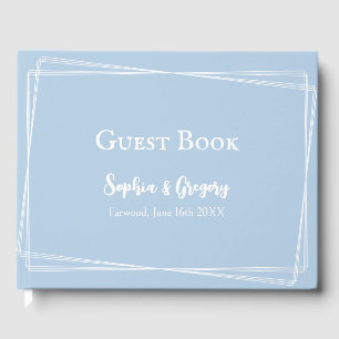 Hellblau Elegant Weiße Schrift Hochzeit nach Maß Gästebuch