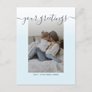 Hellblau Elegante Schriftfamilie Foto Grußkarten Postkarte