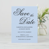 Hellblau Fancy klassische Kalligrafie Save The Date (Stehend Vorderseite)