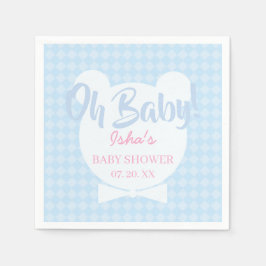 Hellblau Fliege Bär Baby Shower Papier Serviette