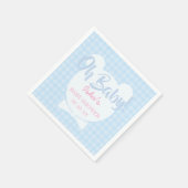Hellblau Fliege Bär Baby Shower Papier Serviette (Ecke)