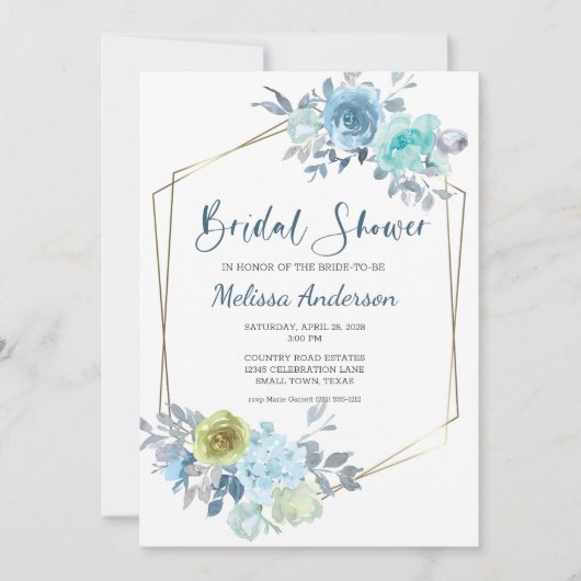 Hellblau-gelb-grünes Brautparty (Vorderseite)