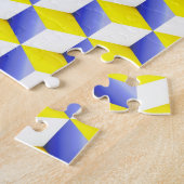 Hellblau, gelb, weiß schattiert 3D-Look Kuben Puzzle (Seite)