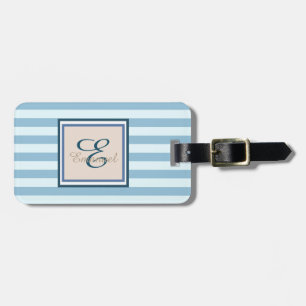 Hellblau gestreift Monogramm-Personalisiert Gepäckanhänger