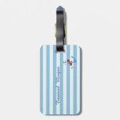 Hellblau gestreifte Ancor Monogramm Gepäckanhänger (Rückseite vertikal)
