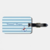 Hellblau gestreifte Ancor Monogramm Gepäckanhänger (Rückseite horizontal)