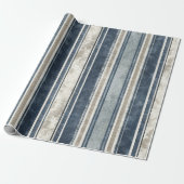 Hellblau gestreiftes Geschenkpapier mit Abnutzungs (Ungerollt)