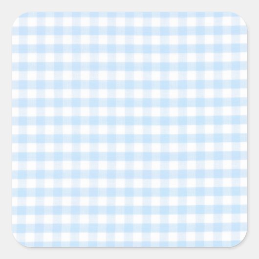 Hellblau Gingham-Muster Quadratischer Aufkleber (Vorderseite)