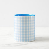 Hellblau Gingham-Muster Zweifarbige Tasse (Mittel)