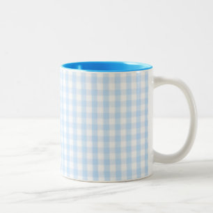 Hellblau Gingham-Muster Zweifarbige Tasse