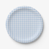 Hellblau Gingham Pappteller (Vorderseite)