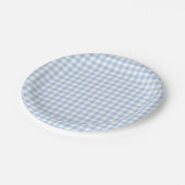 Hellblau Gingham Pappteller (Schrägansicht)