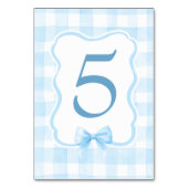 Hellblau Gingham Süß Vintage Soft Pastell Tischnummer (Rückseite)