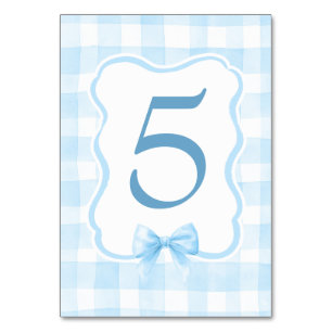 Hellblau Gingham Süß Vintage Soft Pastell Tischnummer