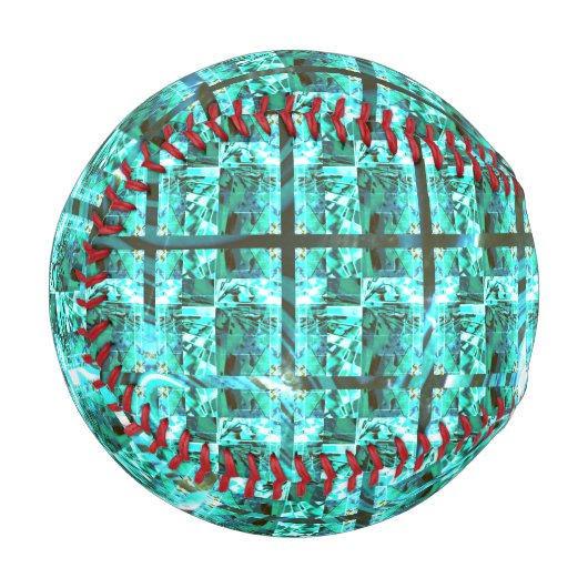 Hellblau glänzend, Quadrate oder Bild im Raster? Baseball (Vorderseite Links)