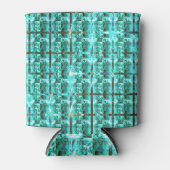 Hellblau glänzend, Quadrate oder Bild im Raster? Dosenkühler (Vorderseite)