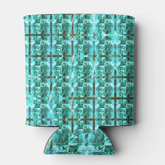 Hellblau glänzend, Quadrate oder Bild im Raster? Dosenkühler (Rückseite)