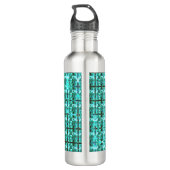 Hellblau glänzend, Quadrate oder Bild im Raster? Edelstahlflasche (Rückseite)