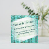 Hellblau glänzend, Quadrate oder Bild im Raster? Einladung (Stehend Vorderseite)