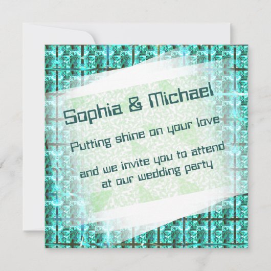 Hellblau glänzend, Quadrate oder Bild im Raster? Einladung (Vorderseite)