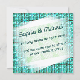 Hellblau glänzend, Quadrate oder Bild im Raster? Einladung