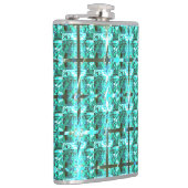 Hellblau glänzend, Quadrate oder Bild im Raster? Flachmann (Rechts)