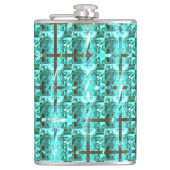 Hellblau glänzend, Quadrate oder Bild im Raster? Flachmann (Vorderseite)