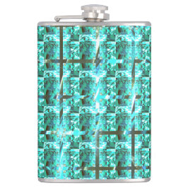 Hellblau glänzend, Quadrate oder Bild im Raster? Flachmann