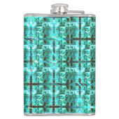 Hellblau glänzend, Quadrate oder Bild im Raster? Flachmann (Rückseite)