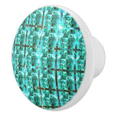 Hellblau glänzend, Quadrate oder Bild im Raster? Keramikknauf (Rechts)