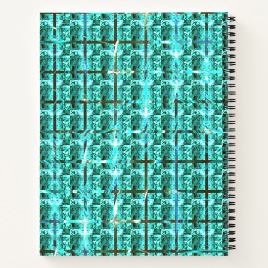 Hellblau glänzend, Quadrate oder Bild im Raster? Notizblock (Rückseite)